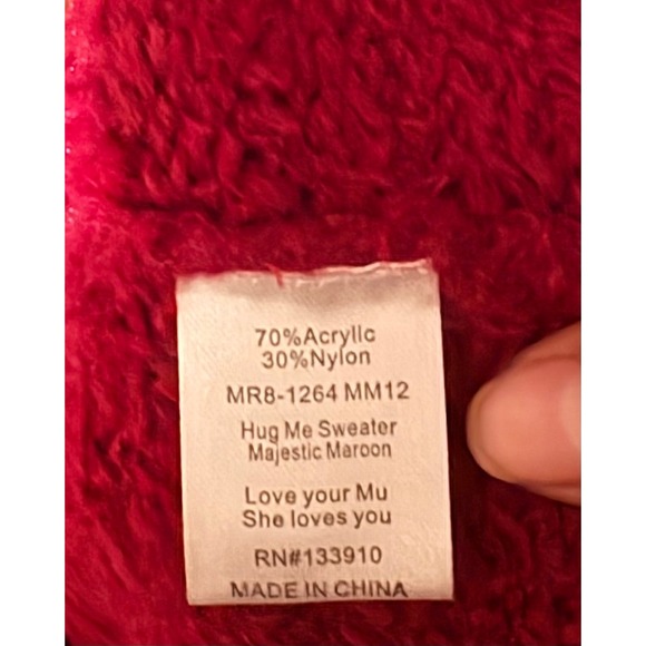 Show Me Your Mumu Hug Me Sweater Majestic Maroon Women's V-Neck Oversized Knit M - Picture 7 of 8